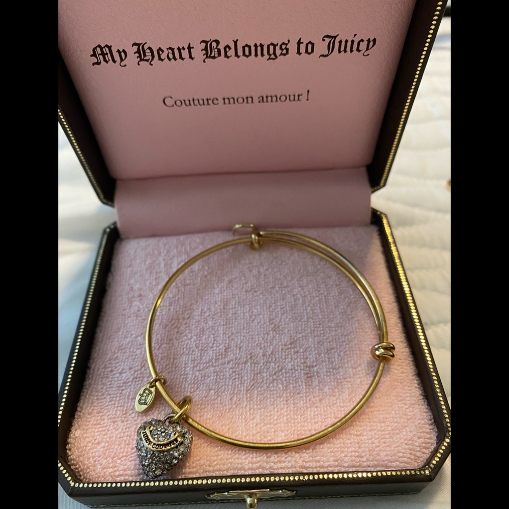 Juicy Couture pave puffed heart wish bangle , good condition with original box